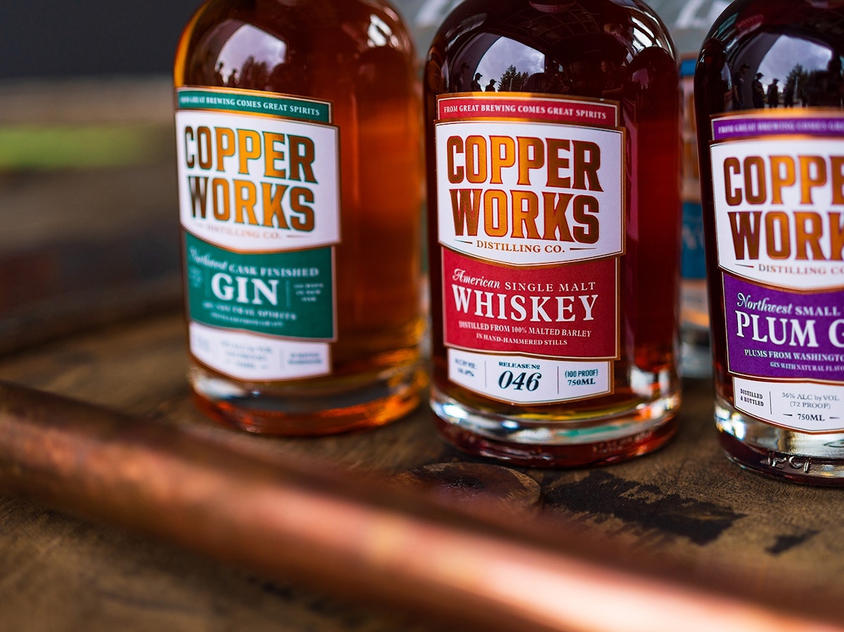 A sampling of products made by Copperworks Distilling Co.